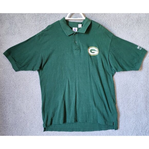 VTG 90s LOGO 7 NFL Green Bay Packers Green Embroidered Polo Shirt Men's Size XL - Picture 1 of 12